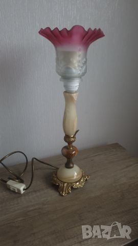 Стара нощна лампа оникс и бронз, снимка 1 - Антикварни и старинни предмети - 45387785