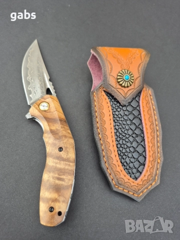 Сгъваем джобен нож,дамаска стомана,съчмен лагер,Flipper Outdoor Tool, снимка 5 - Ножове - 49492670