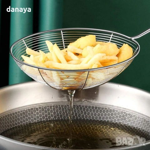 6385 Голяма кухненска цедка за пържене, варене и отцеждане, 41×19 см