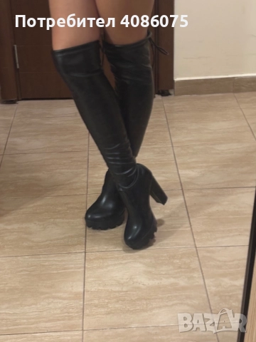 Черни ботуши с ток, снимка 2 - Дамски ботуши - 52380722