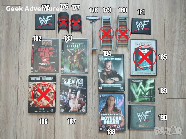 WWE Кеч Колекция - Екшън Фигурки, Аксесоари, dvd, Списания, Картички, снимка 8 - Колекции - 47660667