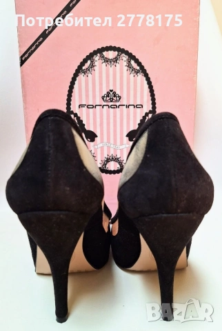 Fornarina велурени обувки на ток, снимка 4 - Дамски обувки на ток - 53173626
