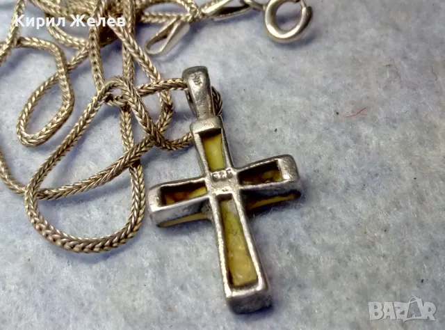 КРАСИВО СЕДЕФЕНО СРЕБЪРНО КРЪСТЧЕ със СТИЛНА СРЕБЪРНА ВЕРИЖКА - СРЕБРО 925 ПРОБА 39999, снимка 4 - Колиета, медальони, синджири - 49981840