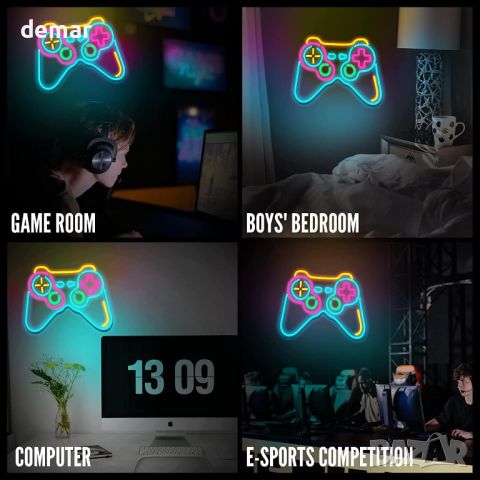 Eufrozy Game Neon Sign - Димируем геймърски LED неонов знак с акрилна дъска, захранван от USB, снимка 7 - Лед осветление - 45656793