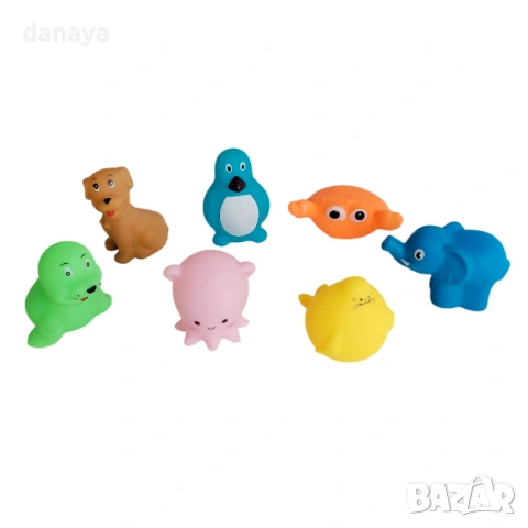 6549 Комплект мини гумени играчки за баня Животни, 7 броя, снимка 5 - Други - 54053346
