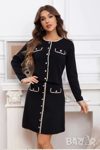 Елегантен комплект , къса пола трапец с къса жилетка , снимка 3 - Комплекти - 53909808