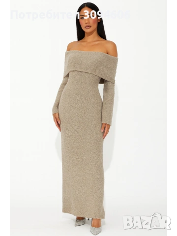 Рокля с паднали рамене, снимка 2 - Рокли - 53165981