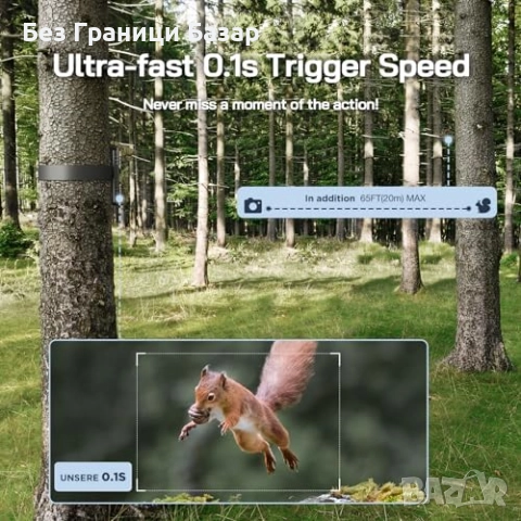 Нова Соларна Камера за Животни 68MP 4K WiFi Bluetooth Нощно Наблюдение, снимка 5 - Друга електроника - 51677293