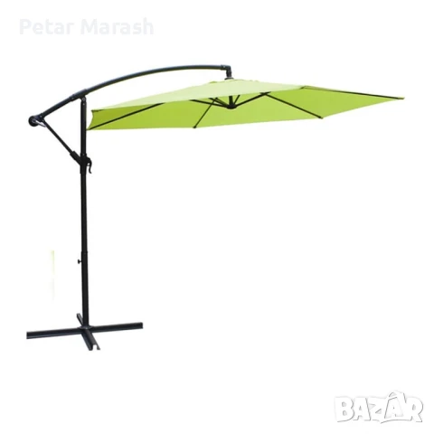 Висящ градински чадър 3м със соларни LED светлини – Зелен, снимка 9 - Градински мебели, декорация  - 51051201