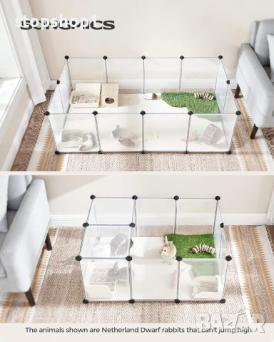 SONGMICS Кошарка за домашни любимци с под, Заграждение за малки животни, Пластмасова клетка „Направи, снимка 8 - За гризачи - 53963400
