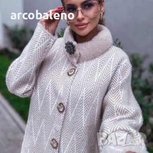 Дамско зашеметяващо елегантно бежово палто   , снимка 5 - Палта, манта - 51912956