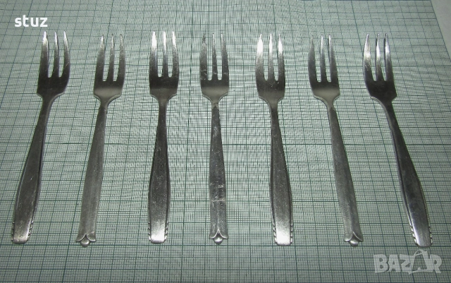 Малки десертни вилички, посребрени, сет 7 бр., снимка 4 - Прибори за хранене, готвене и сервиране - 52238109