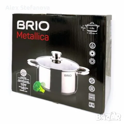 Тенджера Brio Metallica от неръждаема стомана, Ф22см х 11см/4л, снимка 1 - Съдове за готвене - 49246512