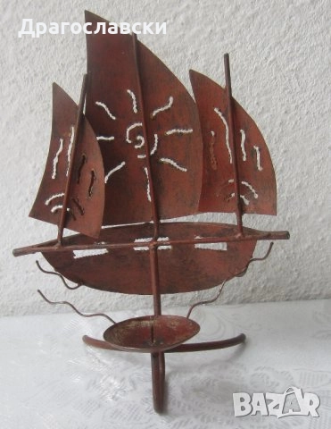 Свещници: Кораб и Стар ажурен градински фенер, свещник, за свещ ламарина метал, стъкло, снимка 8 - Антикварни и старинни предмети - 28874093