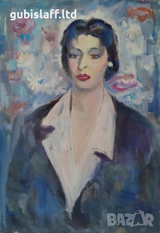 Картина, дамски портрет, худ. Д. Македонски (1914-1993), снимка 1 - Картини - 46417412