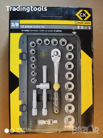 CK TOOLS 3/8 Sure Drive 23части вложки камъни комплект кутия, снимка 6 - Гедорета - 52864198
