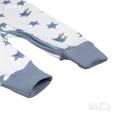Бебешки ромпър боди памучно бяло със сини звездички Звездичка S_1245183, снимка 3 - Бебешки гащеризони - 49897210