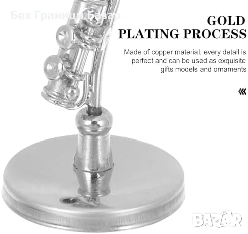 Нова Миниатюрна флейта модел с поставка и кутия метална декорация, колекция, снимка 2 - Декорация за дома - 53888221