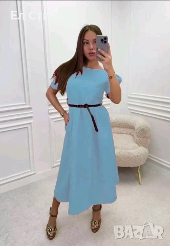 🌹Дамска рокля С колан ,миди .С и М ГО 98см, снимка 7 - Рокли - 53961195