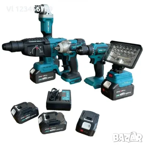 Акумулаторни инструменти 5 в 1 Перфоратор,Винтоверт, Гайковерт Ъглошлайф,Лампа, снимка 2 - Други инструменти - 49751707