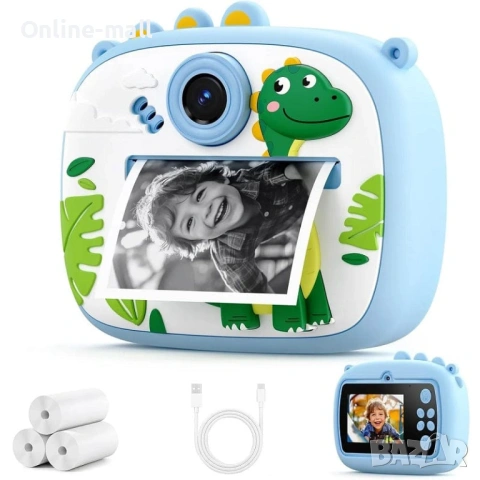 Детска камера с моментален печат – Еднорог / Динозавър, Instant Print Camera с 1080P видео и 32GB ка, снимка 5 - Фотоапарати - 53244120