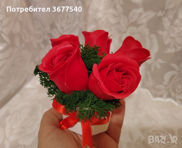 Кашпа със сапунени рози, снимка 3 - Декорация за дома - 45437899
