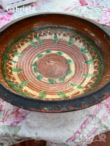 Глинена, автентична паница, снимка 2 - Антикварни и старинни предмети - 51514196