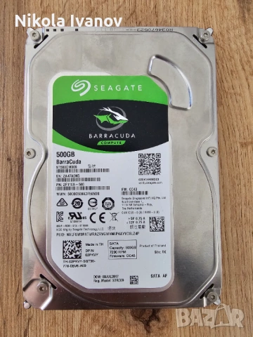 500GB 3.5 inch HDD Seagate BarraCuda ST500DM009 | SATA III | 100% Живот | Тестван|7200RPM|твърд диск