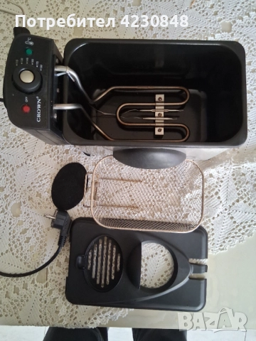 фритюрник "CROWN" 2000 W, 2L, снимка 2 - Фритюрници - 52157570