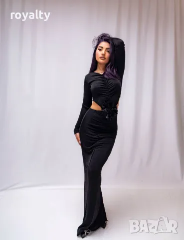 Стилна черна рокля, снимка 3 - Рокли - 50374897