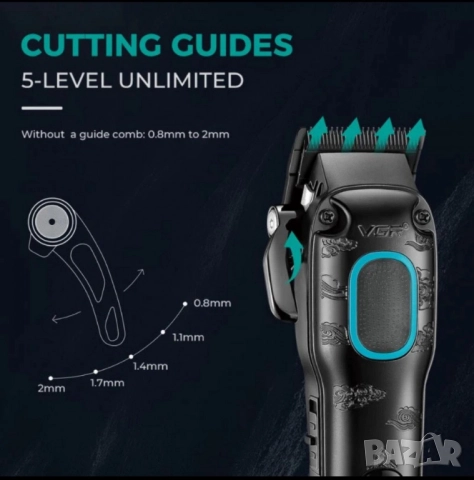Професионална машинка за подстригване VGR V-016 – Метален корпус, BLDC мотор, снимка 5 - Тримери - 52125801