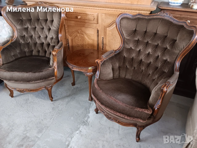 Комплект фотьойли Луи XV , снимка 2 - Дивани и мека мебел - 53473080