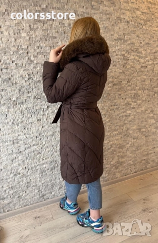 Дамско зимно яке кафяво кодVL330, снимка 2 - Якета - 35517123