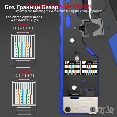 Нов Комплект за RJ45 кримпване CAT6/CAT6A/CAT7, пас-тру, 20 конектора, ботуши, снимка 4 - Други стоки за дома - 53739054