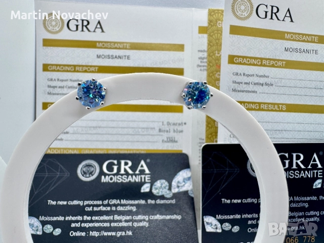 Сребърни обеци с мойсанит (Диамант) 1 карат, снимка 3 - Обеци - 51696202