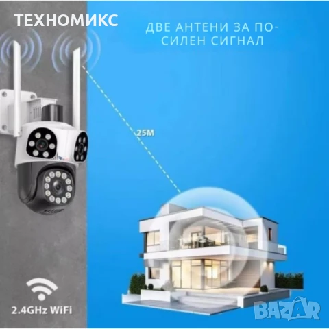 Тройна външна въртяща WiFi AI камера 12MP с три обектива и 10x ZOOM, ICSee, Бяла, снимка 4 - IP камери - 51337472