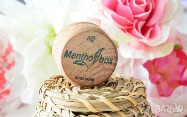 MENTHOL BOX & МАСАЖЕН КАМЪК С МЕНТОЛ 🍃🌱🍃🌱🍃 Разтривка около носа при хрема, отпушва го, снимка 6 - Козметика за тяло - 49003416