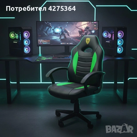 Детски геймърски офис стол – Спортен дизайн, ергономичен и регулируем, снимка 3 - Столове - 53412024