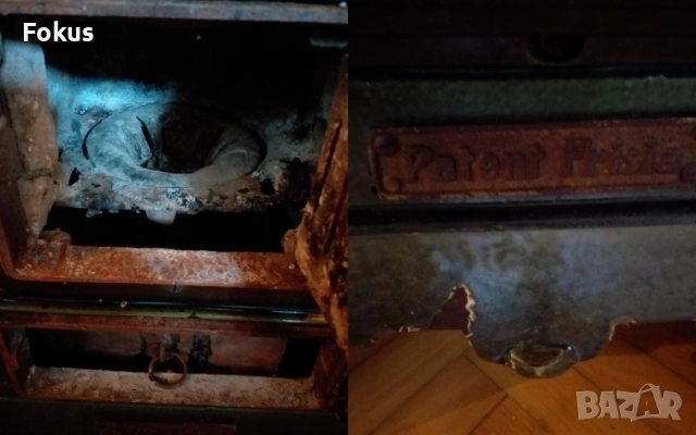 СТАРА ЧУГУНЕНА КАХЛЕНА ПЕЧКА СЪС ЗЕЛЕН ЕМАЙЛ ТОП СЪСТОЯНИЕ, снимка 7 - Антикварни и старинни предмети - 53524685