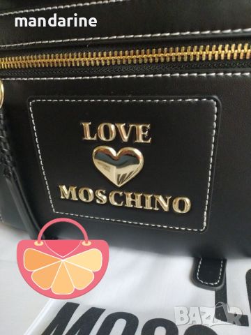 LOVE MOSCHINO 🍊 Дамска кожена раница "BLACK & GOLD" нова с етикети