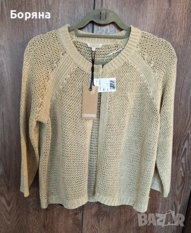 Zavanna нова къса жилетка плетиво с брошка тип Max Mara, снимка 6 - Жилетки - 53724956