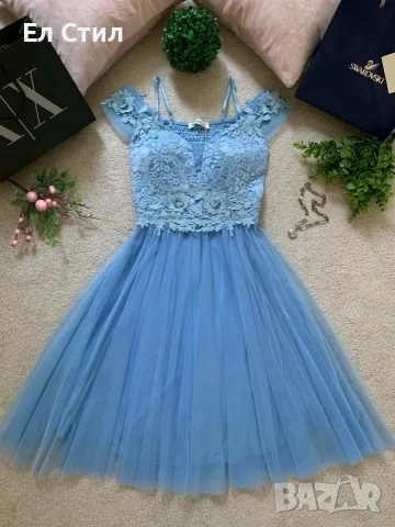 🌹Прелестни рокли с тюл и 3Д бродерия 💐ХС,С и М 🌷39€ , снимка 2 - Рокли - 53960859