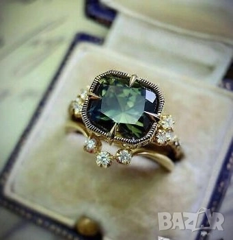 Комплект от два пръстена с перидот/оливин, 18К позлатени, 27 лв