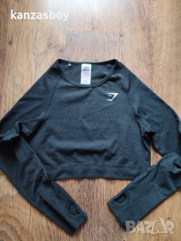 Gymshark Vital Crop Top - дамска фитнес блуза КАТО НОВА Л, снимка 6 - Блузи с дълъг ръкав и пуловери - 53890257