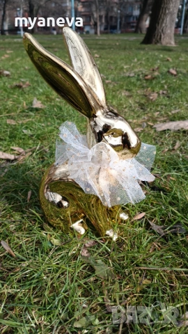 Порцеланово златно зайче, стилен акцент за всеки интериор . , снимка 4 - Статуетки - 53386855