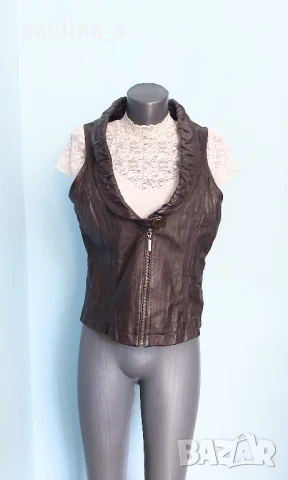 Три различни броя / Марков елек от естествена кожа, един рокерски , снимка 5 - Елеци - 51314004