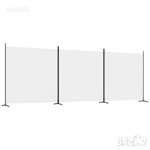 vidaXL Параван за стая, бял, 3 панела, 525x180 см, плат（SKU:350278, снимка 1