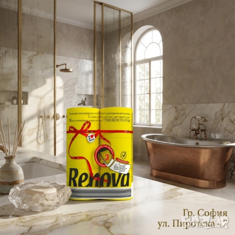 Renova Цветна Тоалетна Хартия Ярко Жълта 