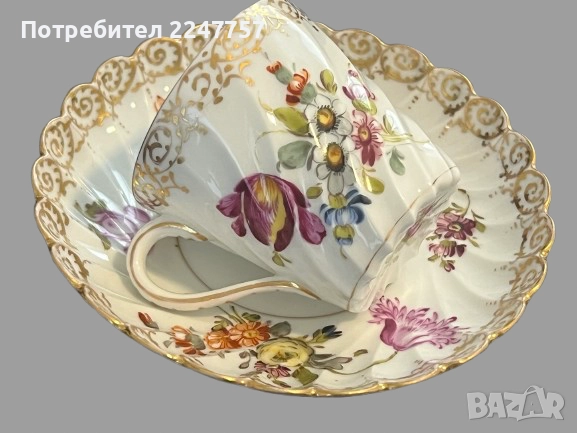 Античен Двоен сет порцелан Dresden , снимка 3 - Антикварни и старинни предмети - 52144653