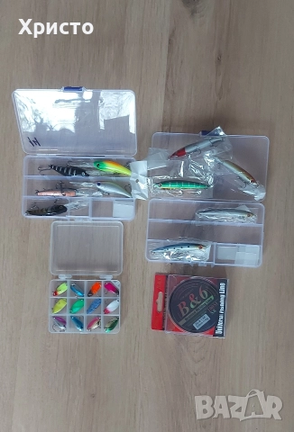 Оферта! Подаръчен к-т от 10бр воблери за спининг риболов +12бр клатушки блесни +плетено влакно 